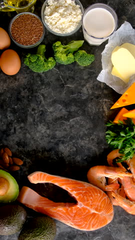 Foods containing vitamin D and omega 3. Selective focus. Food.