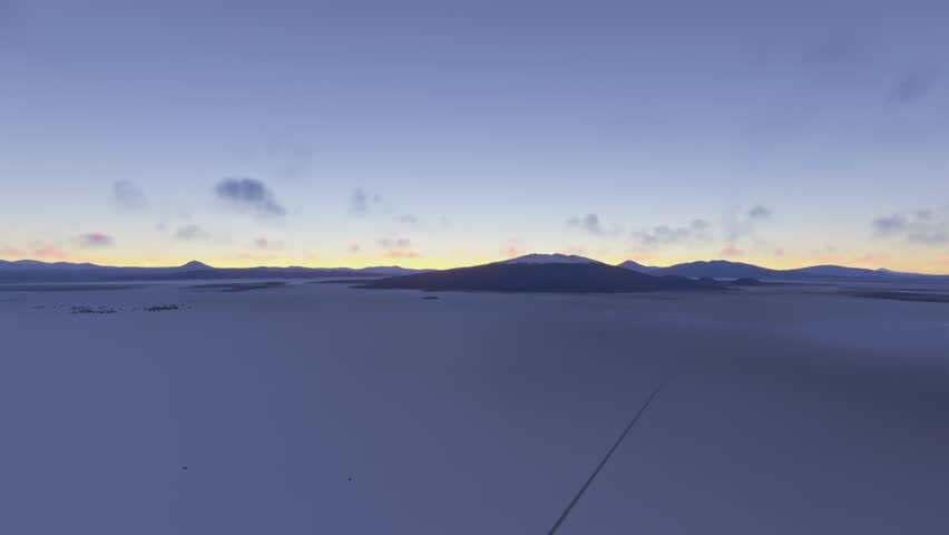 3D - Aerial view of the snow at Salar de Coipasa. Oruro Department. Bolivia
