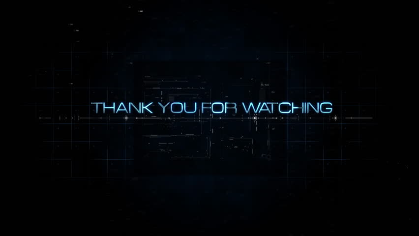 Animation text of Thanks for watching neon blue glitch text with optical flare light effect cinematic title on black abstract background. 