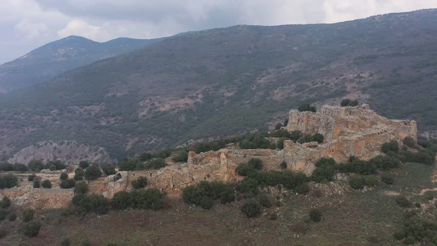 Aerial view of the Crusader fortress of Nimrod in the Golan Heights