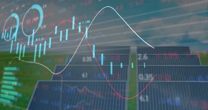 Animation of financial data processing over solar panels. global business, finances and digital interface concept digitally generated video. - Powered by Shutterstock - Get 15% off with code: PIKWIZARD15