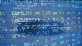 Animation of data processing over blue kaleidoscopic shapes. data processing, programming and technology concept digitally generated video. - Powered by Shutterstock - Get 15% off with code: PIKWIZARD15