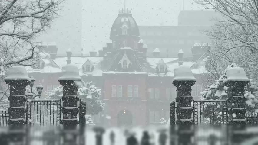 Former Hokkaido Government Office Building in heavy snow, Sapporo, Japan
