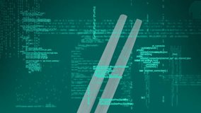 Composition of green graphic music equalizer over blue background. Global technology and data processing concept digitally generated video. - Powered by Shutterstock - Get 15% off with code: PIKWIZARD15