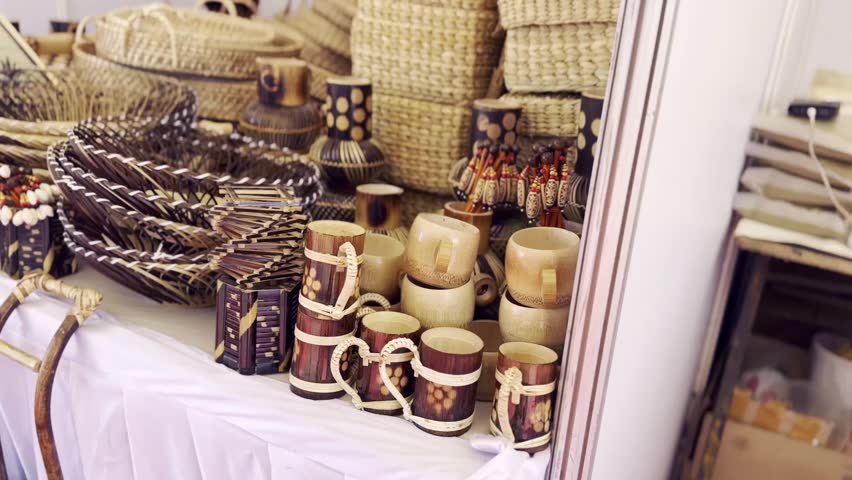 Different kinds of crafts in exhibition 