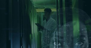 Animation of data processing over lift in office. Global finance economy technology and digital interface concept digitally generated video. - Powered by Shutterstock - Get 15% off with code: PIKWIZARD15