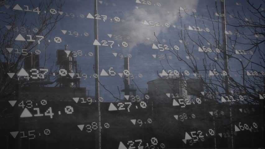 Animation of time for something new text banner over financial data processing against blue sky. Global economy and business technology concept