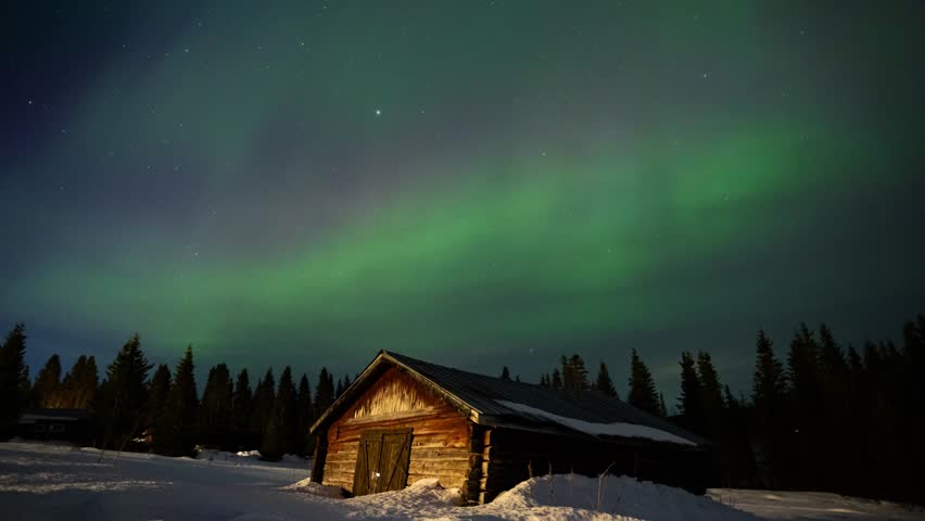 aurora borealis northen light in sweden, Kiruna, over Arctic circle