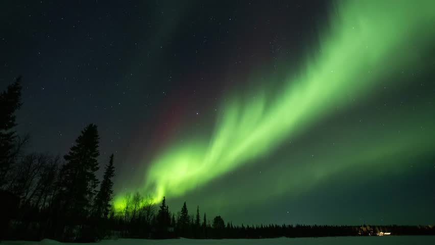 aurora borealis northen light in sweden, Kiruna, over Arctic circle