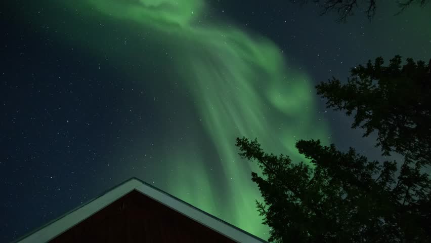 aurora borealis northen light in sweden, Kiruna, over Arctic circle