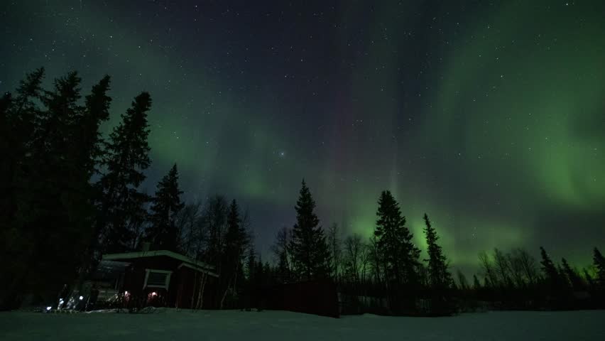 aurora borealis northen light in sweden, Kiruna, over Arctic circle