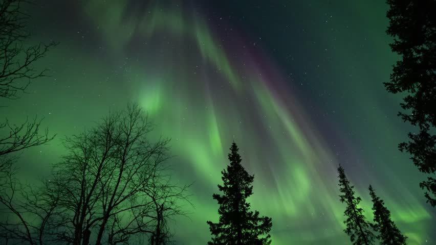 aurora borealis northen light in sweden, Kiruna, over Arctic circle