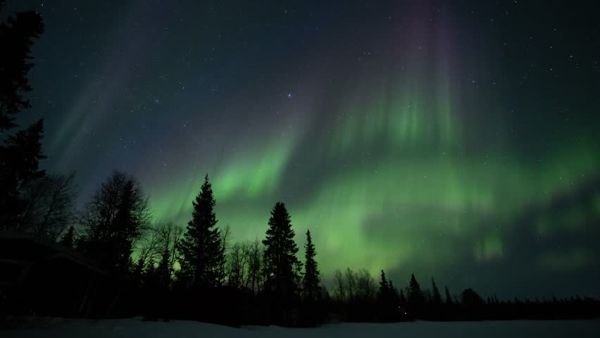 aurora borealis northen light in sweden, Kiruna, over Arctic circle