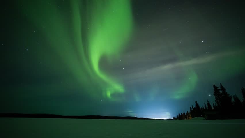 aurora borealis northen light in sweden, Kiruna, over Arctic circle