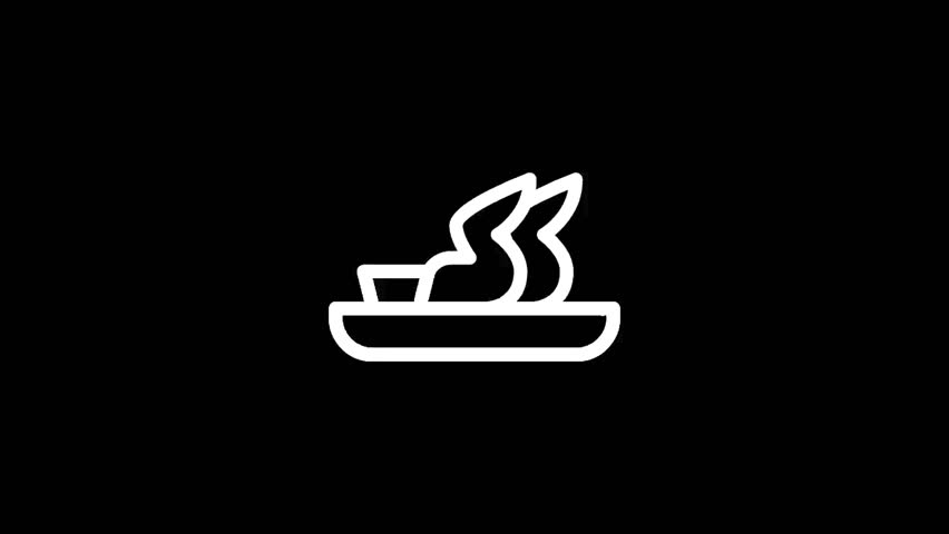 A minimalist white outline drawing depicts a lit incense stick emitting smoke, placed within a simple tray, set against a stark black backdrop