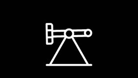 A minimalist illustration of a refracting telescope mounted on a triangular base, rendered in clean white lines on a solid black canvas - Powered by Shutterstock - Get 15% off with code: PIKWIZARD15