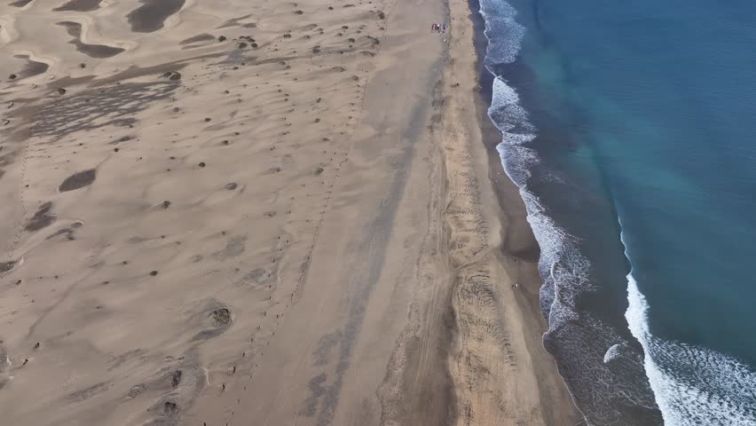 Aerial view of sand dunes at Maspalomas, Gran Canaria, Canary Islands, Spain
