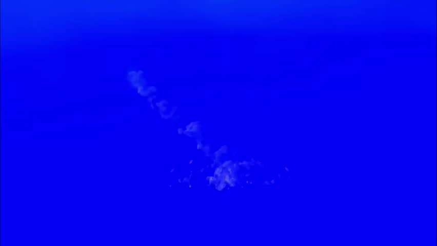 White smoke plume rising gently against deep blue gradient background