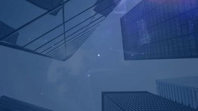 Animation of globe icon network connecting with lines against skyscraper. Digital composite, multiple exposure, connect the dots, telecommunication, marketing, cloud computing, futuristic. - Powered by Shutterstock - Get 15% off with code: PIKWIZARD15