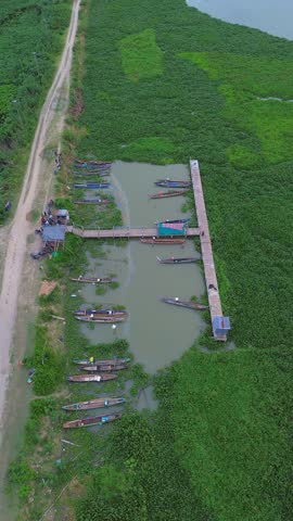 Aerial View of Boats Docked at a Pier