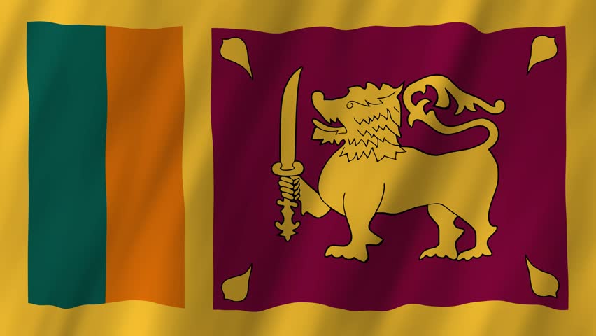 Sri Lanka Flag Waving on Wind, Realistic 4K Background Animation