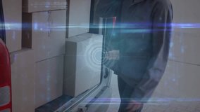 Animation of data processing and globe over caucasian female courier. business, technology and delivery services concept digitally generated video. - Powered by Shutterstock - Get 15% off with code: PIKWIZARD15
