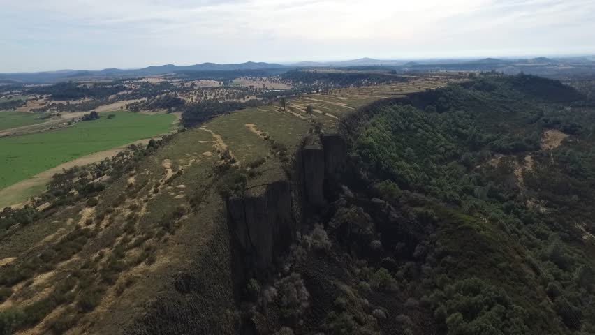 Table Mountain near Jamestown with New Melones Lake in background CA, October 2016 - 4K UHD drone