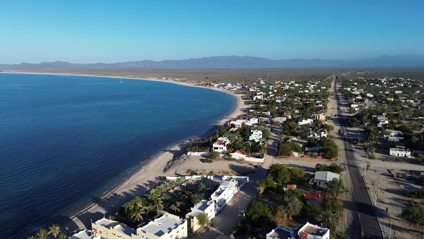 Aerial footage of La Ventana in Baja California Sur, Mexico