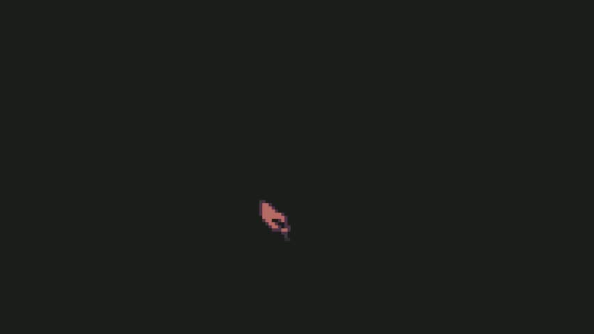 spurting orange fire effect in pixel art style with black screen background