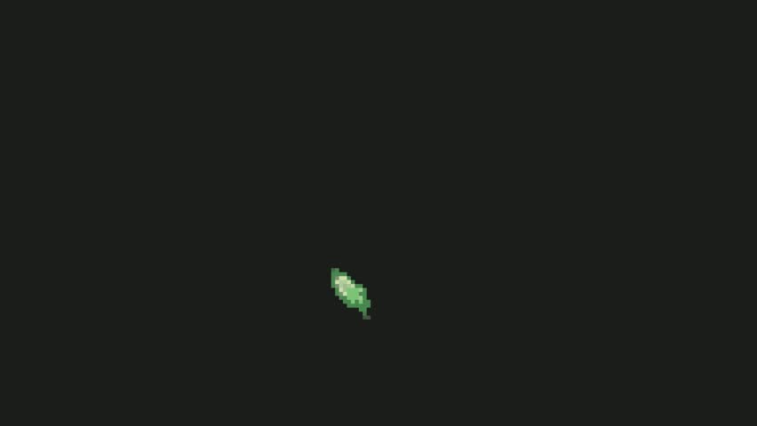 spurting green fire effect in pixel art style with black screen background