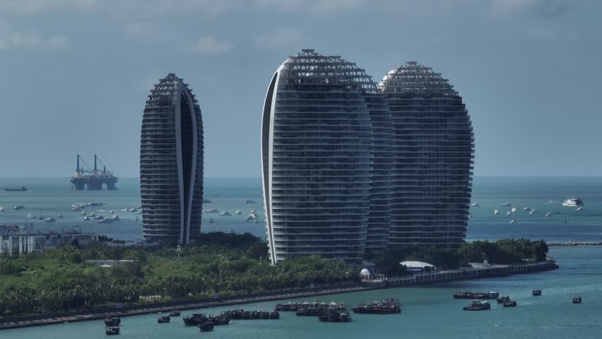 Aerial footage of landscape in Hainan island , China