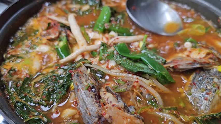 A video of the fish stew boiling