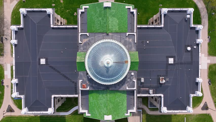 Lucas County Courthouse aerial view at 700 Adams Street in downtown Toledo, Ohio OH, USA. 