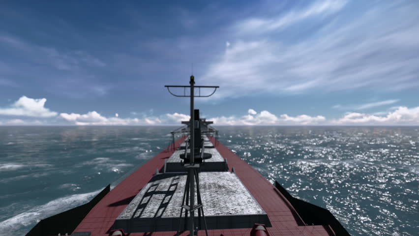 Merchant ship crossing the ocean
