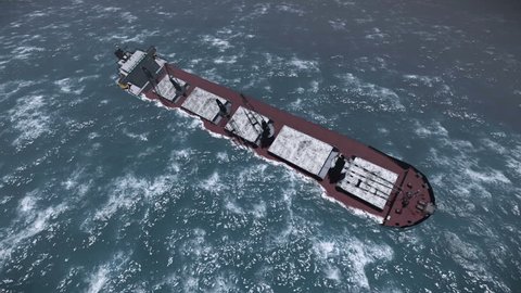 Cargo ship sinking in the ocean
