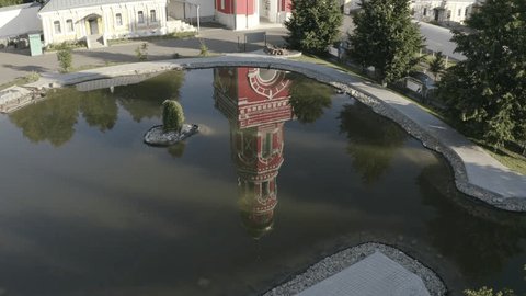 Drone Rising View over Davydova Pustyn Pond