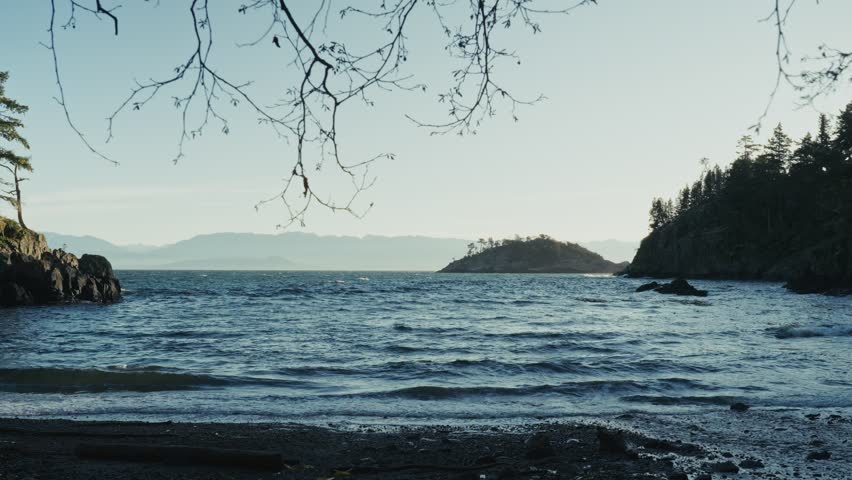 Tranquil Beach Within East Sooke Park In British Columbia, Canada. Static Shot