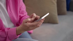 Close up unknown Caucasian woman at home typing mobile phone texting female girl user chatting business customer using smartphone social media apps buy ordering goods online shopping indoors apartment - Powered by Shutterstock - Get 15% off with code: PIKWIZARD15