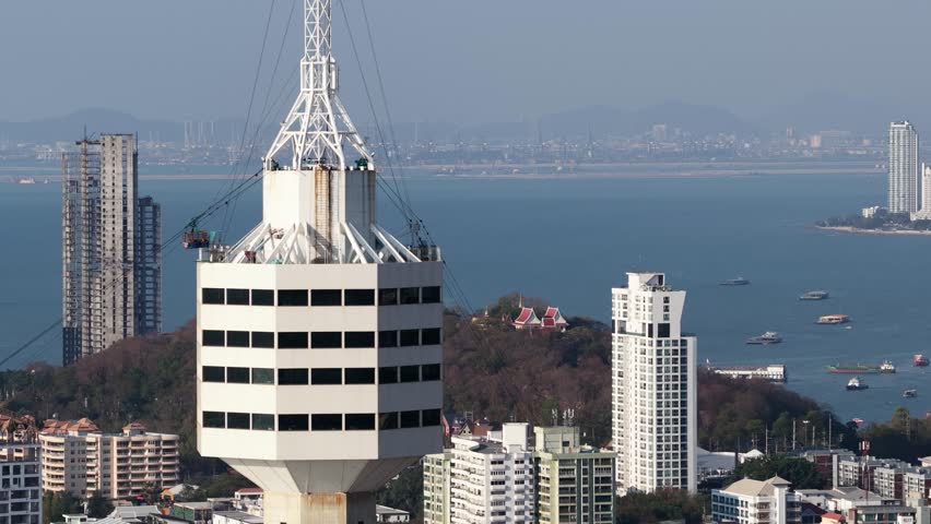 Rotating observation deck of pattaya park tower showing the cityscape