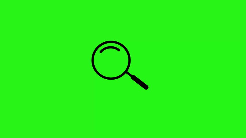 Simple magnifying glass icon animation on green screen background for investigation concept