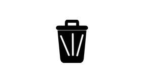 Minimalist black waste bin icon, representing delete functionality, excellent for transparent animation backgrounds - Powered by Shutterstock - Get 15% off with code: PIKWIZARD15