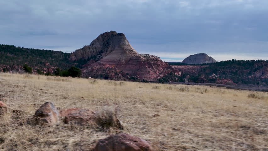 View of Pine Valley Peak in the Zion wilderness while on the Kolob Terrace road in Utah.