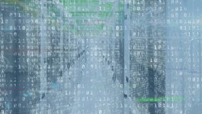 Animation of data processing over columns strand purple columns and computer servers. Global technology connections and data processing concept digitally generated video. - Powered by Shutterstock - Get 15% off with code: PIKWIZARD15