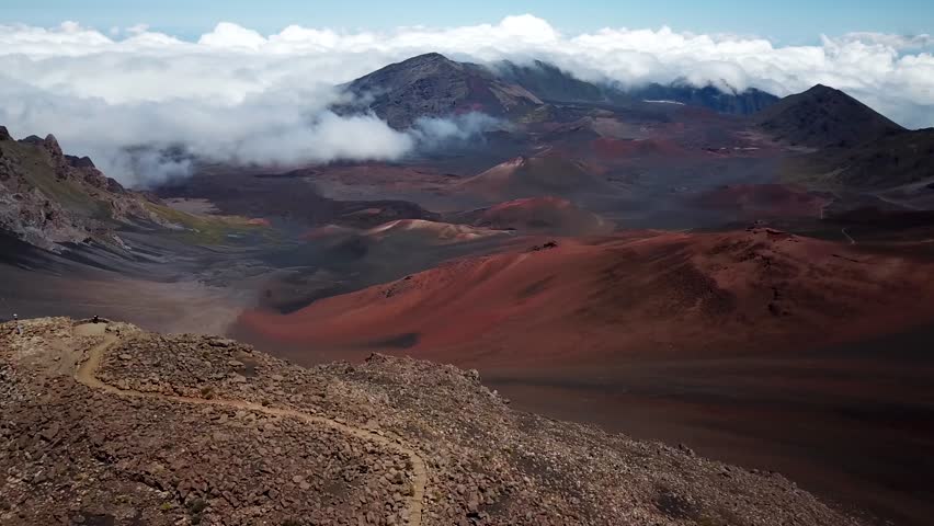 Haleakala volcano and craters drone footage, Maui Hawaii. High quality 4k footage