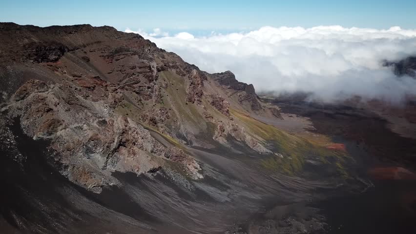 Haleakala volcano and craters drone footage, Maui Hawaii. High quality 4k footage