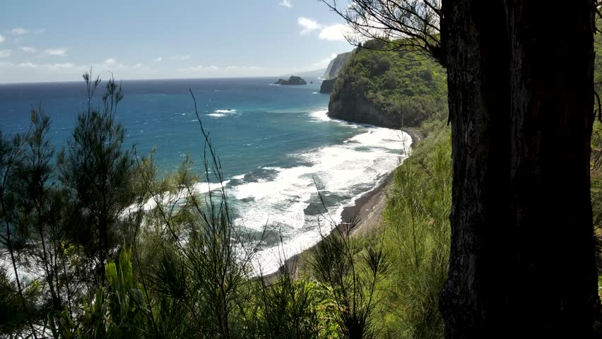 Hawaiian Mountains at Pololu Valley, Big Island, Hawaii. Majestic green mountains. Filming location in Hawaii. High quality 4k footage