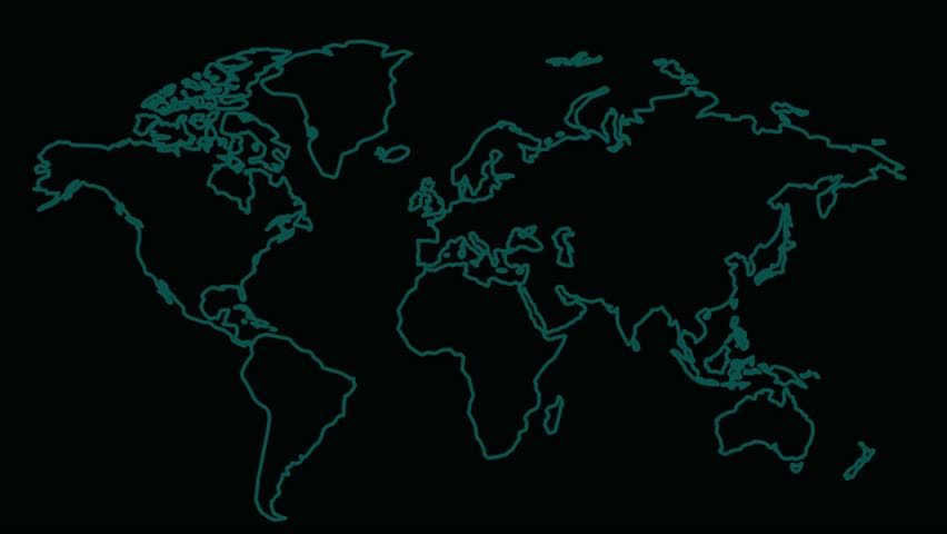 World map animation with global problems show in red warning circle radial pulse waves. Targets on the map for location of some issue. background 4k footage with glowing. glowing Blu world map icon.