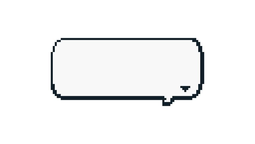 8-bit pixel art simple black and white speech bubble dialogue. looped animation 4k 30fps