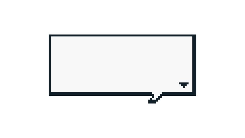 8-bit pixel art simple black and white speech bubble dialogue. looped animation 4k 30fps