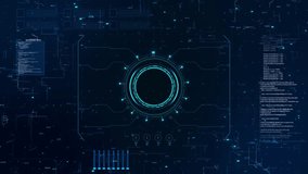 High tech interface screen circular HUD display, charts, graphs analytics panels background. data monitoring system visualization for technology presentations dashboards cybersecurity innovation media - Powered by Shutterstock - Get 15% off with code: PIKWIZARD15